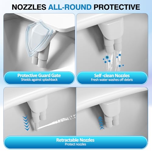 Image of Non-Electric Bidet Attachment for Toilet, Ultra Slim Self-Cleaning Retractable Dual Nozzles for Rear & Feminine Wash, Adjustable Water Pressure,Stainless Steel Inlet
