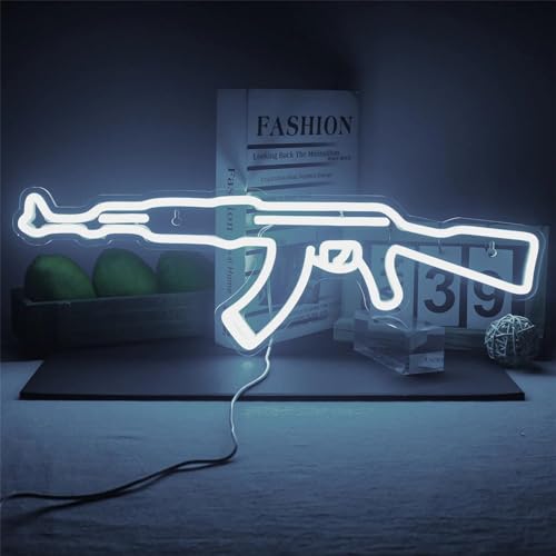 FINOTI AK 47 LED Neon Sign Light Gun LED Lampe de Nuit Suspendue Salle de Jeux Boutique Bar fête décoration Murale personnalisée USB alimenté par néon,E