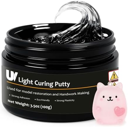1DFAUL 100g UV Light Curing Putty, Solid Resin, Multi Purpose Adhesive High Hardness Quick Curing, for 3D Crafts, Repair, Modeling UV Clay & Nail Art