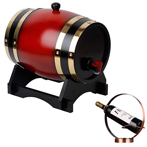 SS mutong Barril de Roble Barril de Roble, Cubo de Almacenamiento de Whisky de Roble Vintage de 20L con Estante de Vino Cerveza de Whisky Puerto de Agave de Vino Vino, Cerveza, Sidra, Whisky Cover