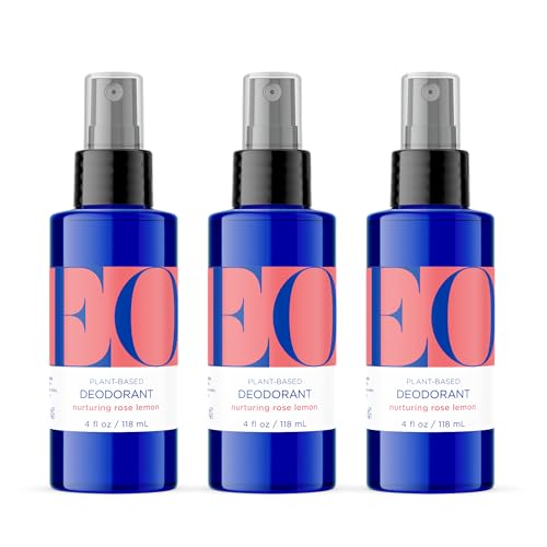 EO Deodorant Spray 4 Ounce (Pack of 3) Rose Lemon made with Essential Oils for Men and Women