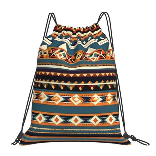 KoNsev Borsa zaino con coulisse con motivo nativo americano, zaino leggero per donne e uomini, borse da palestra con coulisse, bianco, Taglia unica