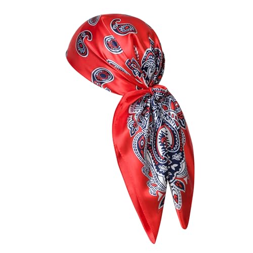 Image of 35 inch Men's Silk Cowboy Scarf - Oversized Western Bandana Neckwear, Large Square Scarf with Gift Packaging