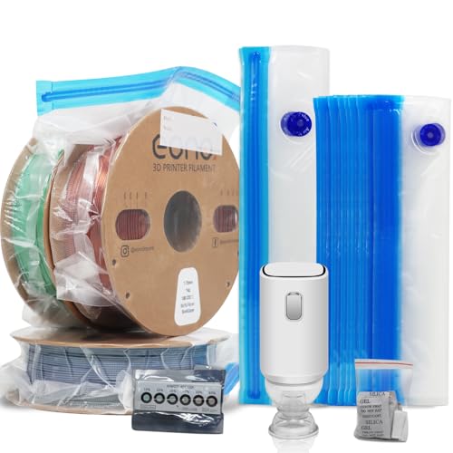 Eono 3D Drucker Filament Vakuumbeutel Set – 16 wiederverwendbare Beutel in 2 Größen mit elektrischer Pumpe, Trockenmittel, Feuchtigkeitsanzeiger und Clips zur Filamentaufbewahrung und Organisation