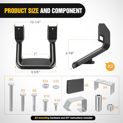 Estribos laterales universales de aluminio negro para camioneta miniatura 2