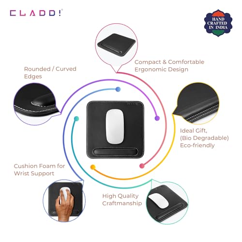CLADD INTERNATIONAL Vegan Leather Mouse Pad Wrist Rest Ergonomic Mousepad Stitched Edge | Cushion Foam Support & Pain Relief | Suitable for Gaming... - Image 4