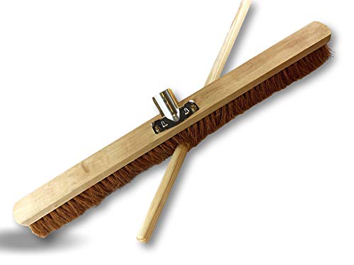 Balai d'atelier Type cantonnier | Piste Extérieur | Longueur 80 cm | Garnissage Brosse Fibre Coco Naturel | Semelle Bois | Douille métal boulonnée Ø 28 mm...