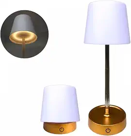 Abajur De Mesa LED Touch Recarregável Sem Fio | Luz Amarela Quente | Para Quarto, Criado-Mudo, Escritório e Sala (Dourado)