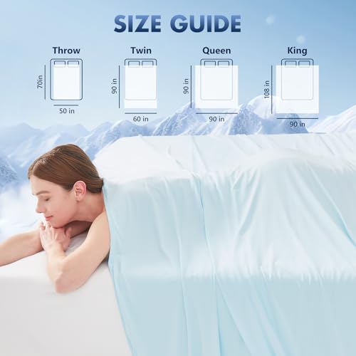 GOHERO Cooling Blanket King - Arc-Chill Q-Max >0.5 Cool Summer Blanket for Hot Sleepers - Double Design Lightweight Blanket Absorbs Heat to Keep Cool on Warm Nights(90"x108") Blue - Image 5