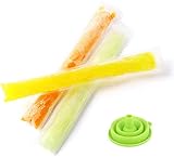 100 Pack Ice Popsicle Molds Bags, Disposable DIY Zip-Top Ice Pop Pouches for Gogurt, Ice Candy or Freeze Pops, BPAFree Freezer Tubes Maker - Comes with Funnel