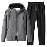 [Inkpoo] メンズ パーカー 上下セット スウェット ズボン 秋冬服 メンズ ジッパー アウター 無地 ゆったり 通気 カジュアル スポーツウェア ランニングウェア 吸汗 速乾 春服 ジャージ ルームウェア 長袖 トラックスーツ Grey 2XL2