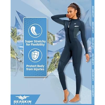 Seaskin Wetsuits for Mens Womens 2mm Front Zip Full Body Diving Suits