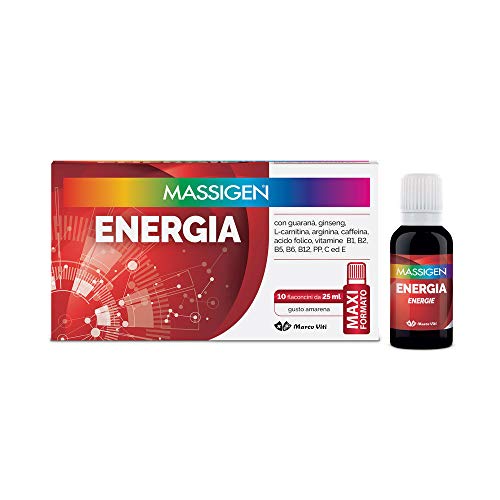 Massigen Energia Integratore Alimentare, 10 Flaconi Da 25ml