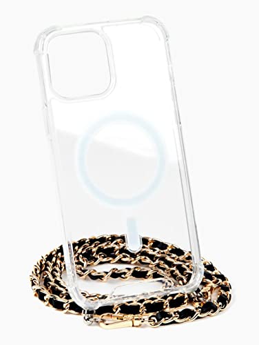 Aporia - Iphone 13 Pro Max - Magsafe Clear Case With Crossbody Chain | Built In Hook & Black & Gold Shoulder Strap | Compatible For Magsafe Wireless Charging + Luxury Design (Iphone 13 Pro Max) #TOP25
