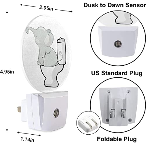 Image of EKOBLA Cute Elephant Night Light, Cartoon Safari Animal Plug into Wall with Dusk to Dawn Sensor, 0.5W LED Energy Saving Nightlight for Bedroom, Bathroom, Hallway