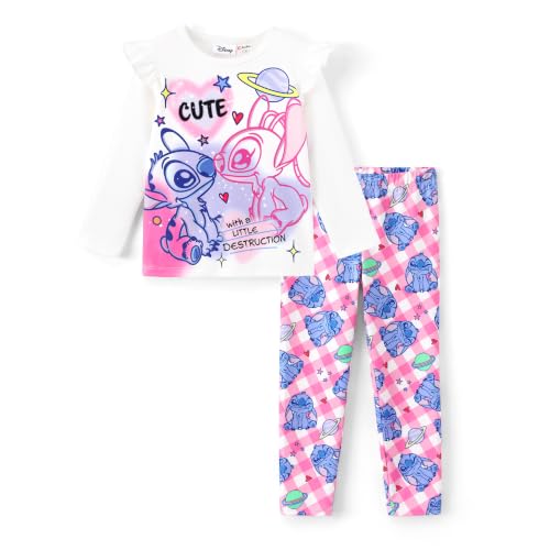 Image of Disney Girls Outfits Long Sleeve Lightweight Shirt +Leggings Clothing Sets