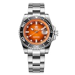 ADDIESDIVE Orologio da Polso Arancione Movimento al Quarzo Lunetta Girevole in Ceramica Impermeabile 200 Metri Luminoso Orologio Subacqueo Uomo