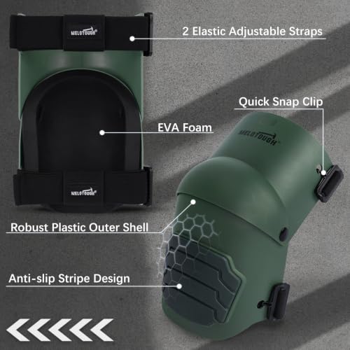 Image of MELOTOUGH Knee Pads for Work,Construction,Flooring,Gardening-Comfortable and Flexible(Army Green)