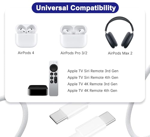 Image of AirPods Pro 3 Charger,20W USB-C Airpods Power Adapter Wall Charging Block Plug&USB C Type C to C Woven Cable Cord for 2025 AirPods Pro 3rd /2nd /Air-pods 4 /Air-Pods Max 2,iPhone 17e /17 Pro Max /16 /15