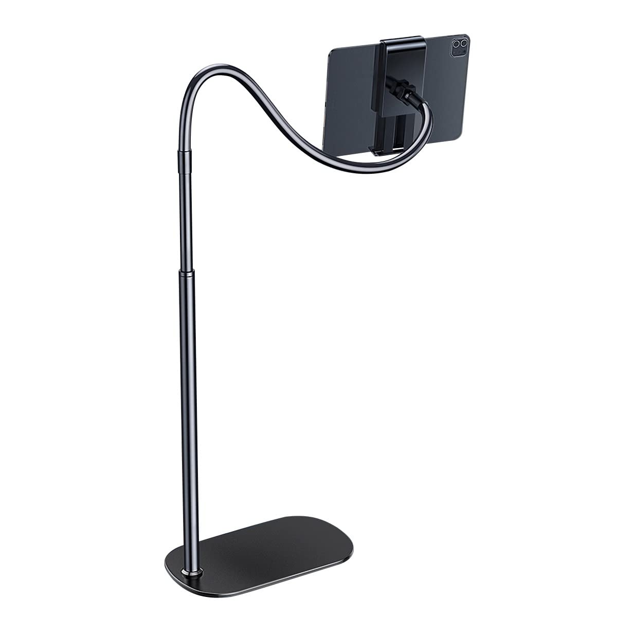 BKHsgDXJ Phone stand Height Adjustable,Gooseneck Holder for 4-10.9" Device,Flexible Arms and Stable Base,Aluminum Alloy Stand(1.8m Height)