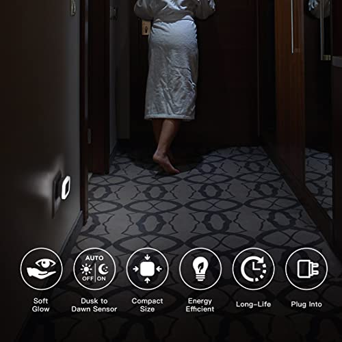 Sycees Led Night Lights Plug Into Wall, Dusk To Dawn Sensor, Compact Size, Energy Efficient, Long-Life, Nightlights For Hallway, Stairs, Kitchen, Bathroom, Bedroom, Nursery, Daylight White, 6-Pack #TOP1