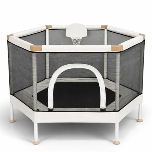 Square House 48 Premium Aesthetic Toddler Trampoline with 360 Safety Enclosure Anti-Rollover Base Heavy-Duty No-Gap Indoor Outdoor Trampoline for Kids Boys and Girls ASTM Certified 220lb Capacity