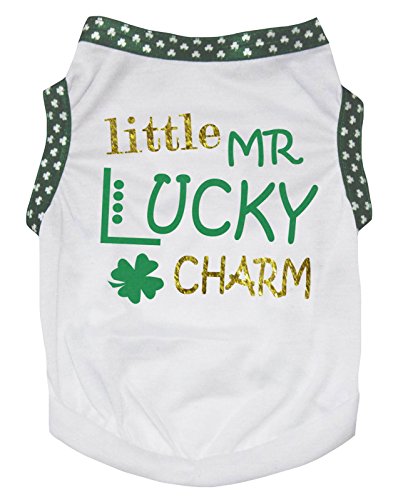 Petitebella Little Mr Lucky Charm Puppy Dog Shirt (White, Small)