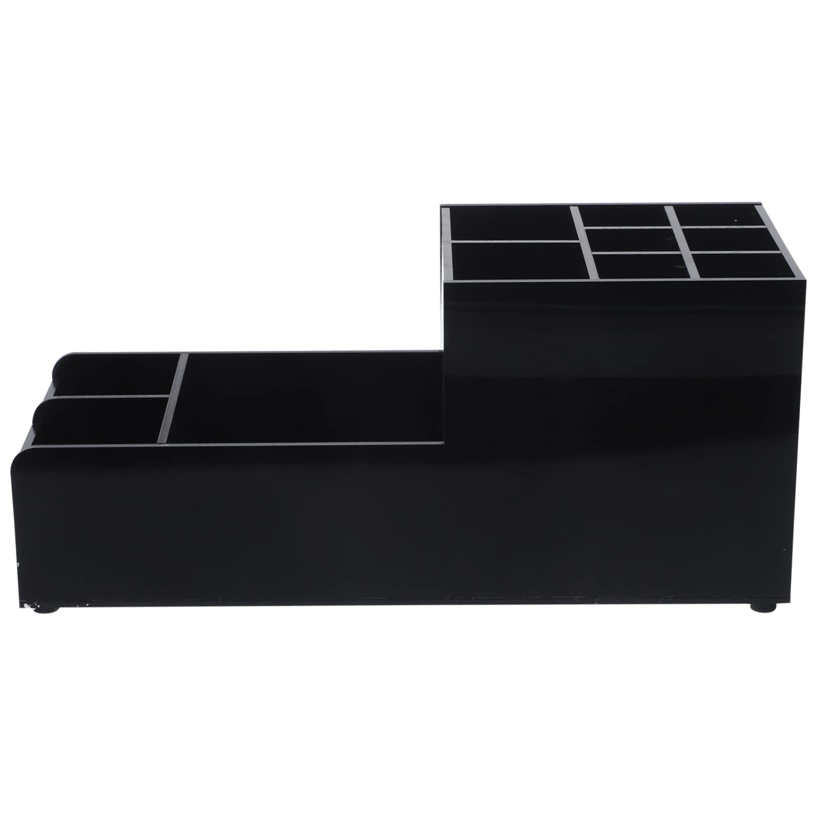 Organizador de Herramientas de Bar Acrílico Negro con 11 Compartimentos | Diseño Dividido que Ahorra Espacio, para Barra y Estación de Café de Oficina