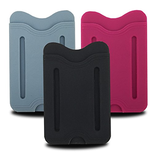 PAGGER 3Pc Pack Hollow Silicone Phone Credit Card ID Card Holder Sleeves Wallet (Multi-Colored)