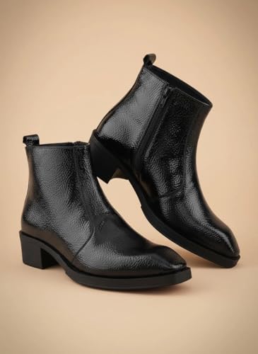 Image of Big Fox Men's Tan Textured Cuban Boots | Premium Ankle-Length Fashion Boots | Stylish, Durable & Comfortable