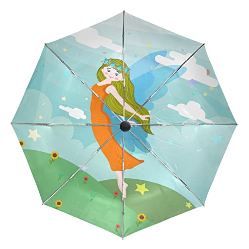 Parapluie pliant coupe-vent automatique Vnurnrn papillon fille protection UV