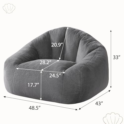 Image of HUGHEAVEN Max Giant Bean Bag Chair, Oversized Bean Bag Sofa for Adults & Teens, Ultra-Soft Comfy Fluffy Floor Lounge Chair with Armrests, Large Bean Bag Couch for Gaming, Reading & Relaxing