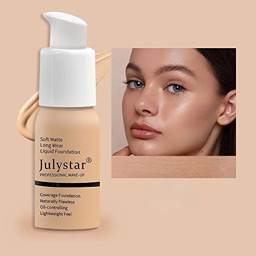 Julystar Feuchtigkeitsspendendes, Reparierendes Foundation-Make-up - Wasserfest, Langanhaltend, Concealer, Flüssige Foundation, Beauty (01#) (08#)