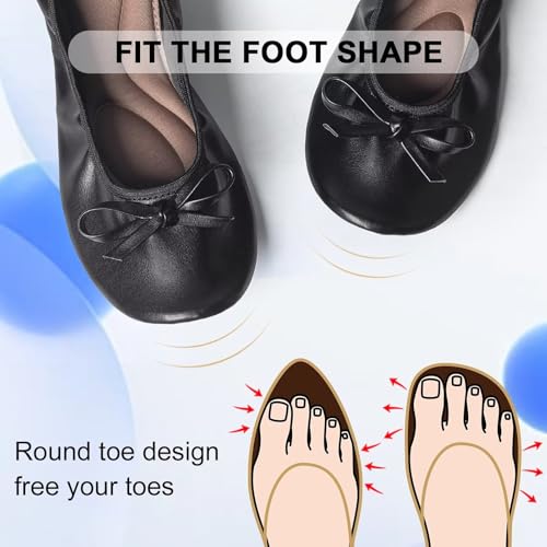 ZYEN Women's Flats, Portable Foldable Casual Flats for Women, Bowknot Round Toe Comfort Light Weight Slip-On Dress Shoes3