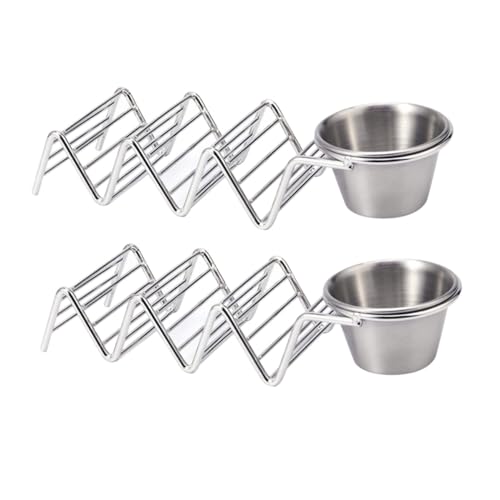 PRETYZOOM 2 Pack Taco Holder Rack Mexican Pancake Rack 304 Stainless Steel for Family Gatherings Restaurants