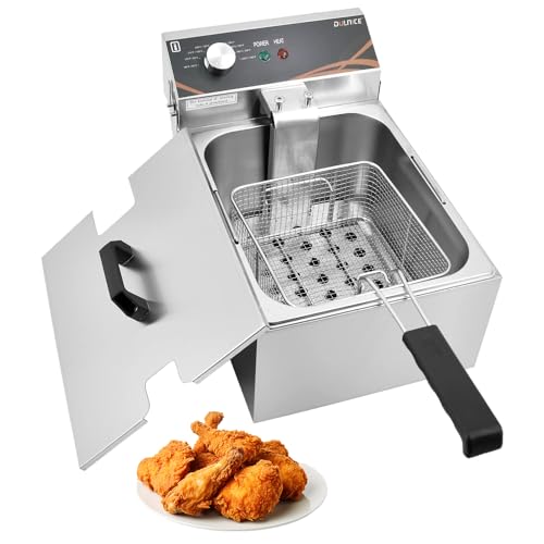 DULNICE Freidora profunda con cesta para uso doméstico y comercial, freidora eléctrica de...