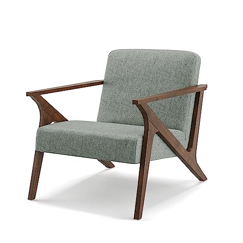 Sillón tapizado beige estructura madera miniatura 4