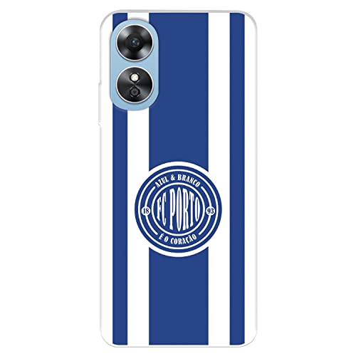 Capa para OPPO A17 de futebol clube porto escudo escudo e riscas para proteger o seu telemóvel. Capa de silicone flexível com licença oficial futebol clube porto