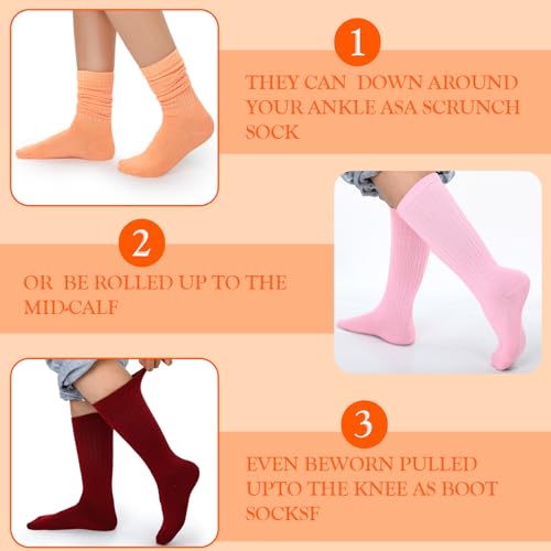 Suhine 32 Pairs Women's Scrunch Slouch Socks Bulk, Slouch Socks for Women Extra Long Soft Scrunch Knee High Sock for Daily Activities Valentine Parties Birthday Gifts, 32 Colors3