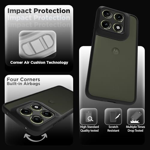 Image of RIGGEAR Shockproof Sleek Hybrid Armor Back Cover Case for Motorola Moto Edge 70 Pro /Edge 70 Pro Plus 5G (Smoke Black Matte PC + Black TPU Bumper)