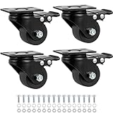 Finnhomy 2 Inch Caster Wheels Set of 4 Heavy Duty Low Profile Plate Swivel Casters with Brake Premium Solid Nylon Wheels 2,200 Lb Anti-wear Lockable Furniture Caster Sturdy for Toolbox Workbench Black