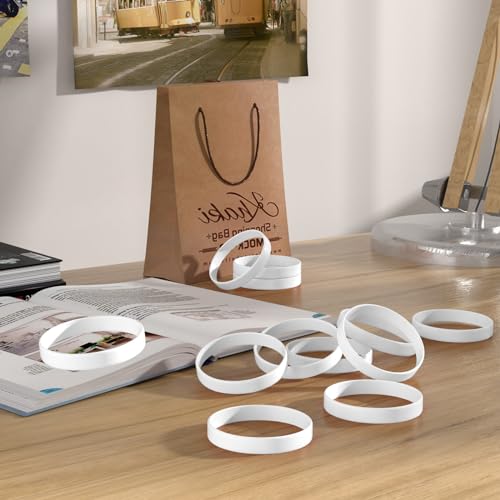 Image of Morcheiong 12 Pieces Silicone Bracelets- White Color Blank Rubber Wristbands for Adults Teen Party Favors