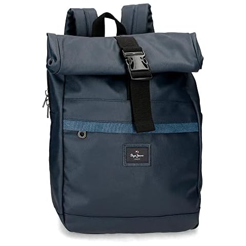 Pepe Jeans Court Laptop-Rucksack, anpassbar, 15,6 Zoll, Blau, 30 x 40 x 12 cm, Baumwolle und Polyester Cover