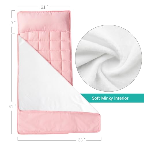 Image of Toddler Nap Mat 2-Pack with Blanket, 50 inchx21 inch, Portable, Pink & Violet