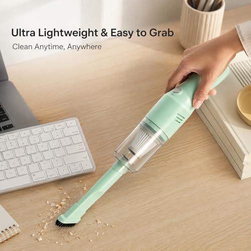 Image of Mini Cordless Handheld Vacuum for Car, Sofa, Desk, Drawers & Crumbs, Mint