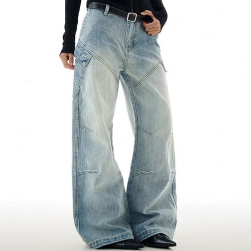 Baggy Cargo Jeans for Women Men Wide Leg Barrel Denim Pants Plus Size Casual Vintage Clothes with Pockets4