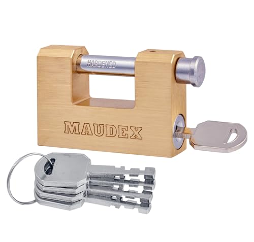 Maudex® MBX/70 Solid Brass Heavy Duty Lock for Outdoor Use with 5 Keys - [Anti Pick, Anti Drill Cylinder] - Ideal Storage Unit and Shipping Container Lock