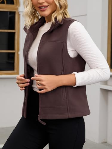 Women's Full-Zip Soft Polar Fleece Vest with Side Pockets for Spring and Fall3