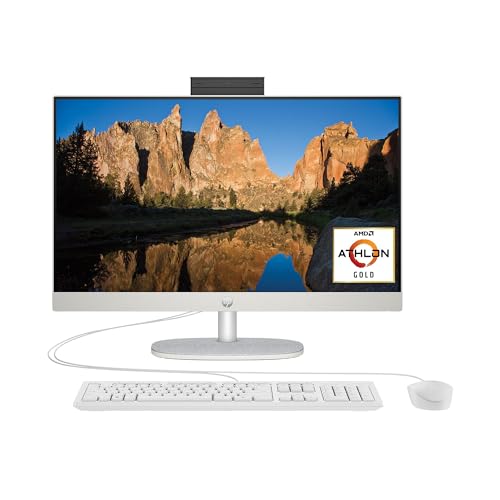 Image of HP 23.8 inch All-in-One Desktop PC, FHD Touchscreen Display, AMD Athlon Gold 7220U, 8 GB RAM, 256 GB SSD, Windows 11 Home, 24-cr0120 (2023)