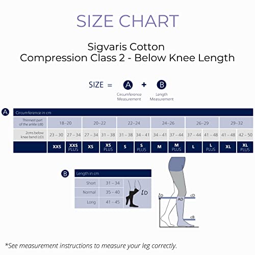 Image of SIGVARIS Medical Compression Stockings - Cotton - Class 2 - Below Knee length - For Men and Women (XL Plus - Long)